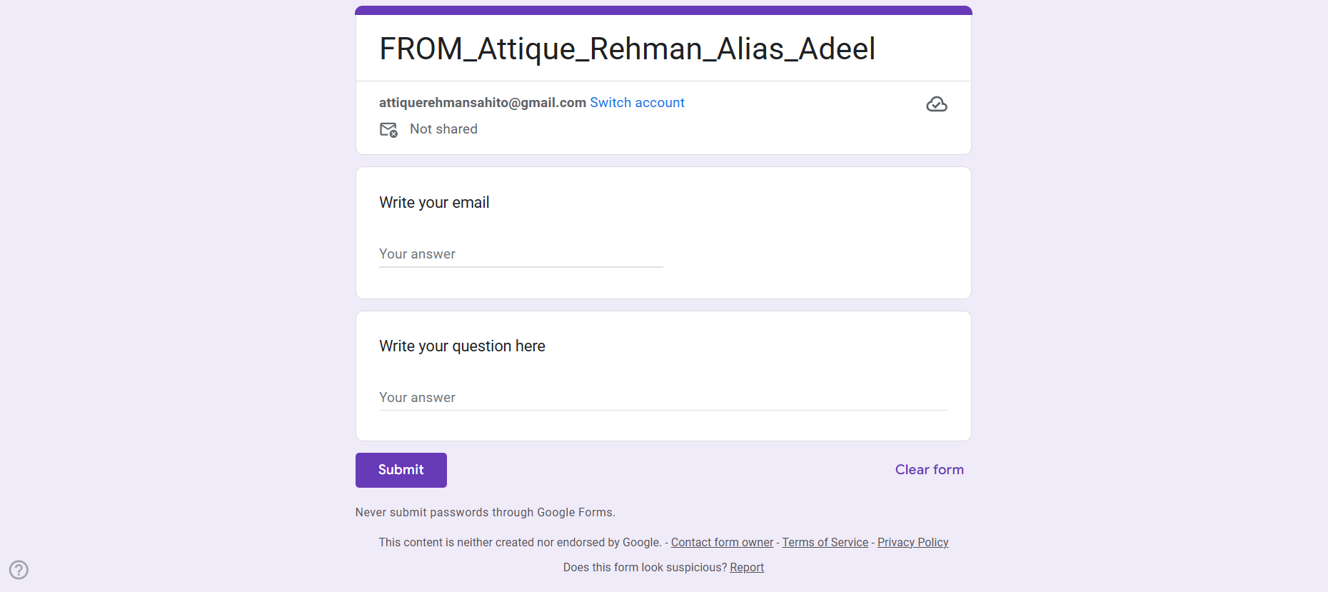 AI-Powered Google Form